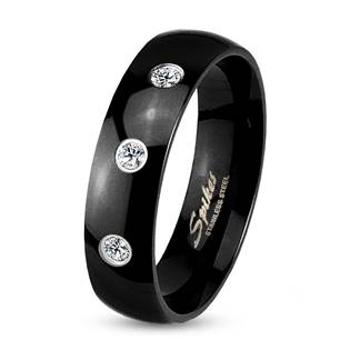 Šperky4U Černý ocelový prsten šíře 6 mm - velikost 54 - OPR1299-6-Zr3-54