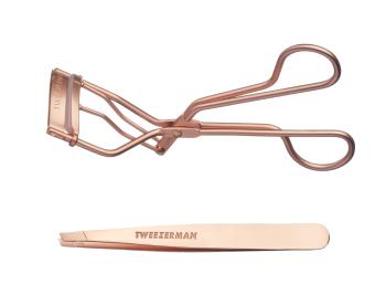 Tweezerman Rose Gold Set, Dárkové balení setu Rose Gold pro řasy a obočí