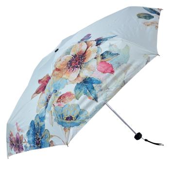 Bílý skládací deštník do kabelky s květy - Ø 92*54 cm JZUM0033