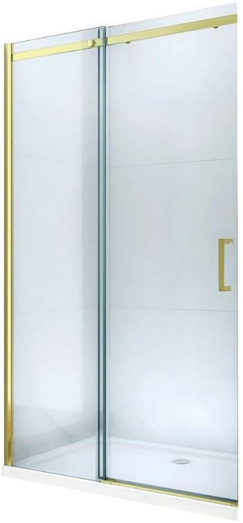 MEXEN Omega posuvné sprchové dveře 110 cm, transparent, zlatý se sadou pro niku 825-110-000-50-00