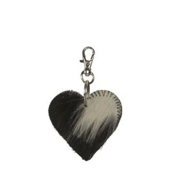 Klíčenka mini šedo černé srdce z hovězí kůže - 5*5*2cm IVSHMHZ