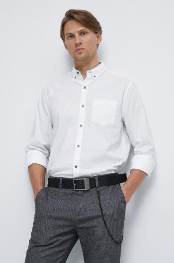 Bavlněné tričko Medicine bílá barva, regular, s límečkem button-down