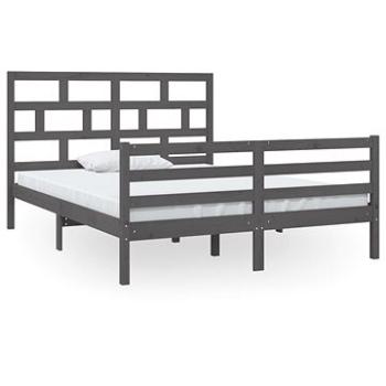 Rám postele šedý masivní dřevo 150 × 200 cm King Size, 3101290 (3101290)