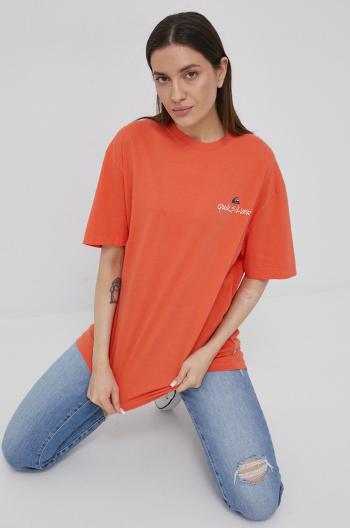 Bavlněné tričko Quiksilver oranžová barva