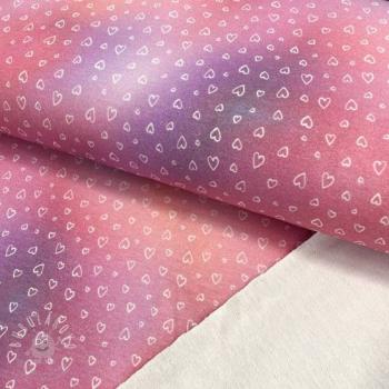 Teplákovina Hearts pink lavender digital print