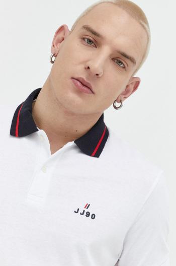 Bavlněné polo tričko Jack & Jones JJEJOE bílá barva, s aplikací, 12221190