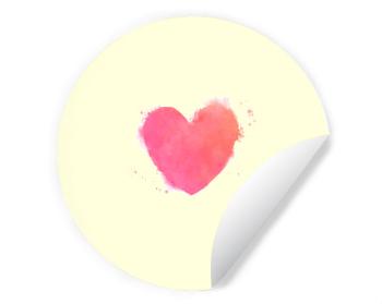 Samolepky kruh watercolor heart