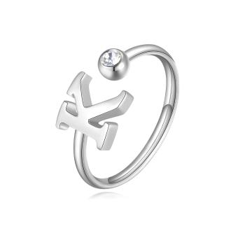 S`Agapõ Stylový ocelový prsten K s krystalem Click SCK182