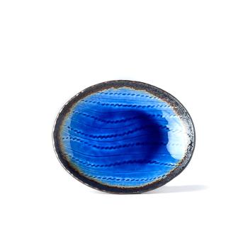 Mělký oválný talíř Cobalt Blue 24 x 20 cm MIJ