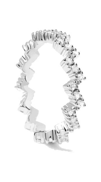 PDPAOLA Třpytivý stříbrný prsten se zirkony ZIPPER Silver AN02-685 54 mm