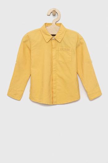 Dětská bavlněná košile Guess žlutá barva