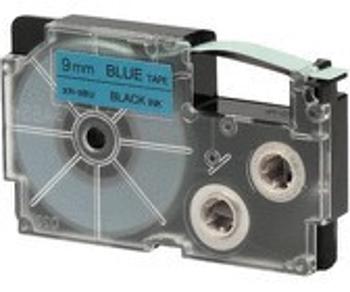 Casio XR-9BU1, 9mm x 8m, černý tisk/modrý podklad, originální páska