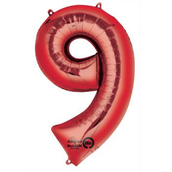 Amscan Balónek fóliový narozeninové číslo 9 - červený 86 cm