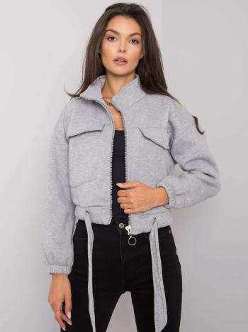 ŠEDÁ DÁMSKÁ CROP MIKINA NA ZIP EM-BL-638.37P-GRAY Velikost: L