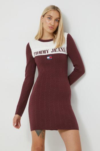 Šaty Tommy Jeans vínová barva, mini