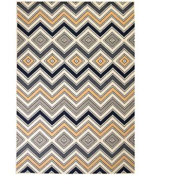Moderní koberec se zigzag vzorem 80x150 cm hnědo-černo-modrý (133012)