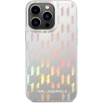 Karl Lagerfeld Iridescent Monogram Zadní Kryt pro iPhone 14 Pro Max Silver (KLHCP14XLGMMSV3)