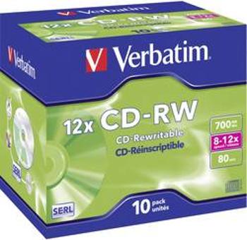 CD-RW 700 MB Verbatim 43148 10 ks Jewelcase přepisovatelné