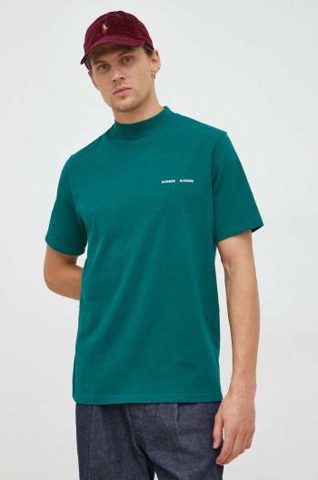Bavlněné tričko Samsoe Samsoe zelená barva