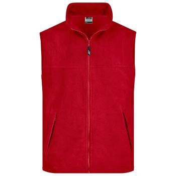James & Nicholson Pánská fleecová vesta JN045 - Červená | S