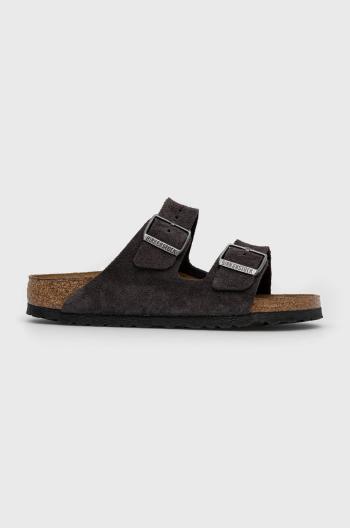 Kožené pantofle Birkenstock Arizona Sfb dámské, šedá barva