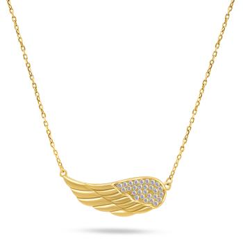 Brilio Silver Něžný pozlacený náhrdelník Andělské křídlo NCL30Y