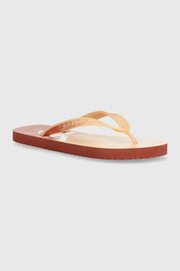 Žabky Calvin Klein Jeans BEACH SANDAL GRADIENT dámské, oranžová barva, na plochém podpatku, YW0YW01401