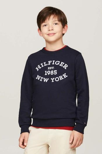 Dětská mikina Tommy Hilfiger tmavomodrá barva, s potiskem, KB0KB09048