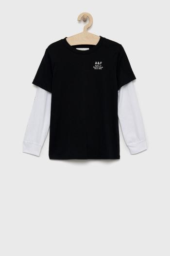 Dětské tričko s dlouhým rukávem Abercrombie & Fitch černá barva