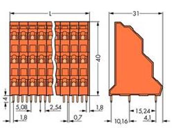 Třípatrové svorky WAGO 737-404, 2.50 mm², Pólů 12, oranžová, 48 ks