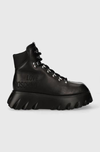 Nízké kozačky Love Moschino CLIMB60 dámské, černá barva, na platformě, JA21116G0HIA700A