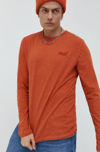 Bavlněné tričko s dlouhým rukávem Superdry oranžová barva