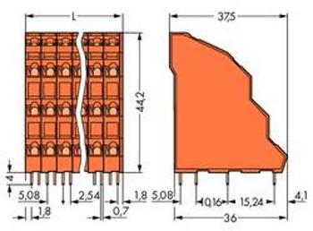 Pružinová svorkovnice WAGO 738-416, 2.50 mm², Pólů 64, oranžová, 9 ks