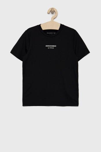 Dětské tričko Abercrombie & Fitch černá barva, s potiskem