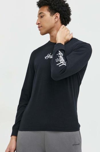 Bavlněné tričko s dlouhým rukávem Hollister Co. černá barva, s aplikací