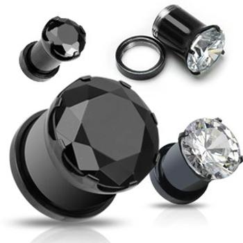 Plug z titánu - brúsený zirkón uchytený plochými paličkami - Hrúbka: 10 mm, Farba zirkónu: Čierna - K