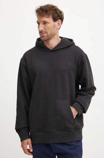 Bavlněná mikina adidas Originals pánská, černá barva, s kapucí, hladká, IY2247