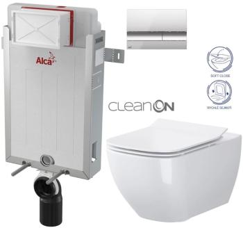 ALCADRAIN Renovmodul předstěnový instalační systém s chromovým tlačítkem M1721 + WC CERSANIT CLEANON VIRGO + SEDÁTKO AM115/1000 M1721 ME1