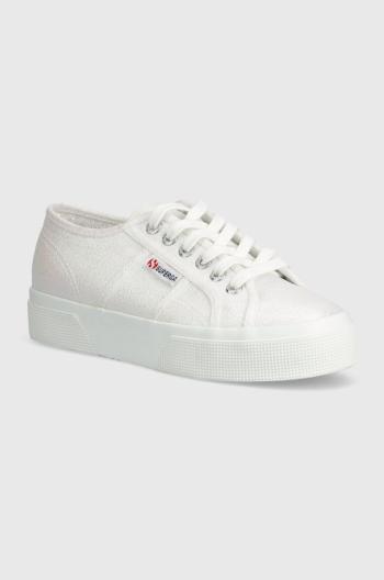 Tenisky Superga 2740 PLATFORM LAME dámské, bílá barva, S6128SW