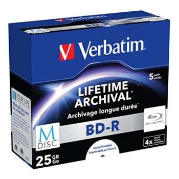 Verbatim M-DISC BD-R, Single layer Single layer/Injekt printable, 25GB, jewel box, 43823, 4x, 5-pack, pro archivaci dat