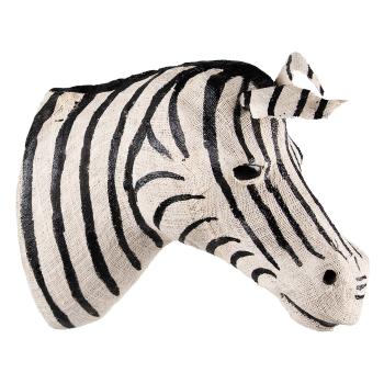 Bílo-černá antik nástěnná dekorace hlava zebra S - 10*20*18 cm 65183S