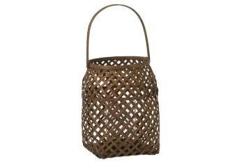 Hnědá pletená bambusová lucerna Bamboo L - 22*22*29 cm 92233