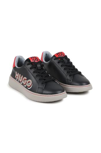 Dětské kožené sneakers boty HUGO černá barva, G00246