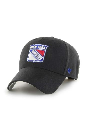 Bavlněná baseballová čepice 47brand NHL New York Rangers černá barva, s aplikací, H-MVP13WBV-BKB