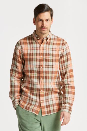 KOŠILE GANT REG LINEN MADRAS SHIRT APRICOT ORANGE