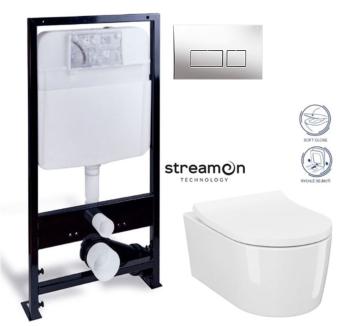 PRIM předstěnový instalační systém s chromovým tlačítkem  20/0041 + WC CERSANIT INVERTO + SEDÁTKO DURAPLAST SOFT-CLOSE PRIM_20/0026 41 IN1