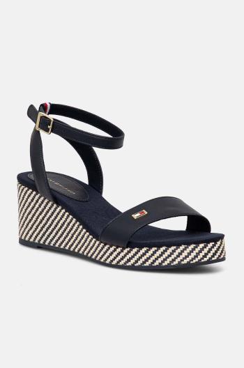 Sandály Tommy Hilfiger IM RAFFIA SANDAL tmavomodrá barva, FW0FW08226