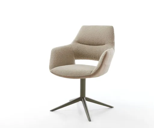 Jídelní židle Yago-Flex s područkami mix materiálů béžová