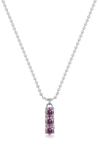 S'Agapõ Ocelový dámský náhrdelník s fialovými zirkony Dazzly SDZ08