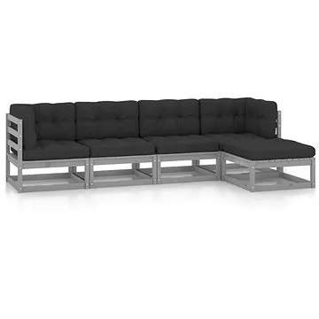 5dílná zahradní sedací souprava s poduškami masivní borovice, 3076586 (3076586)